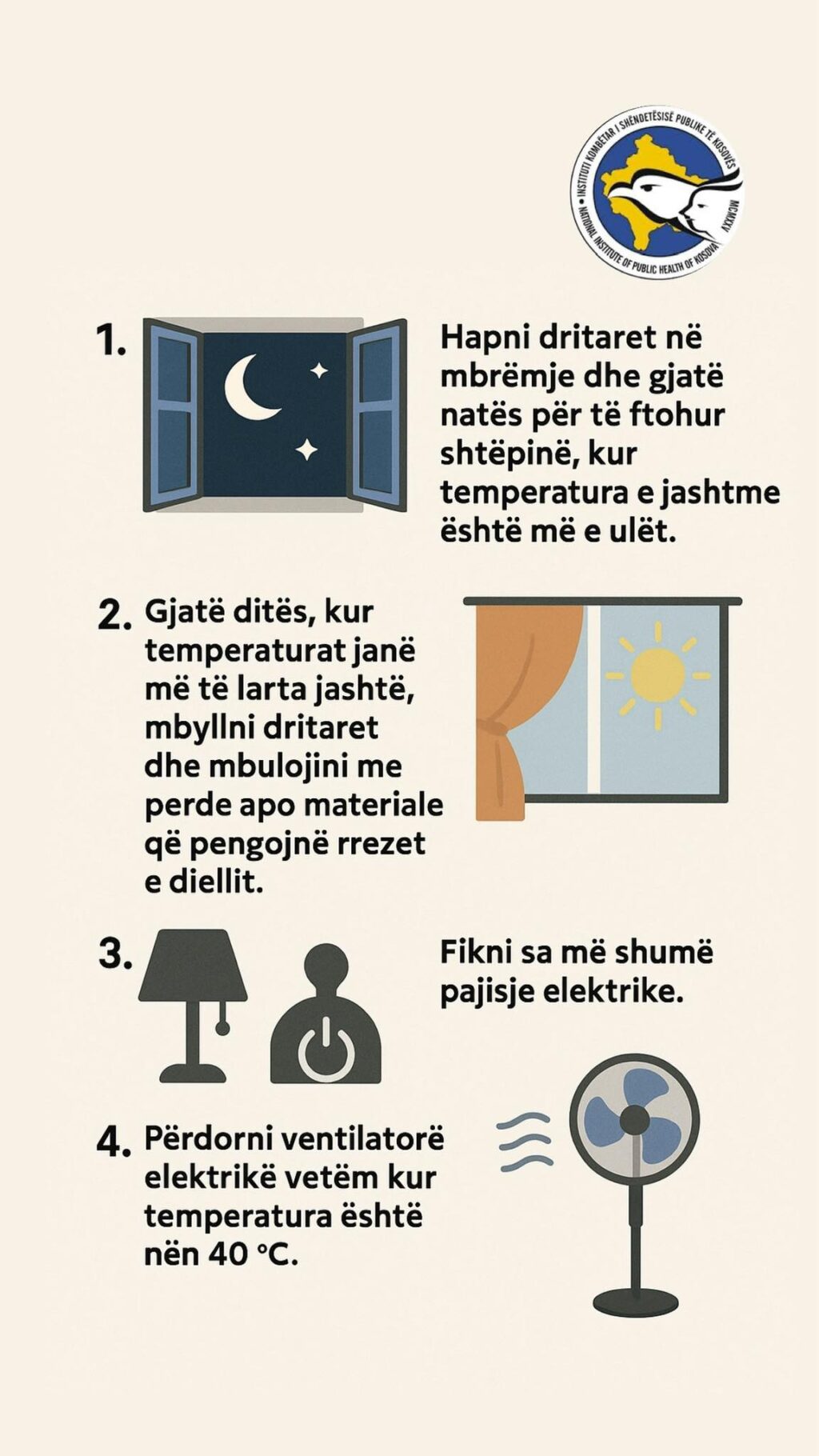 Temperaturat e nxehta, IKSHPK del me rekomandime se si ta mbani shtëpinë e freskët.