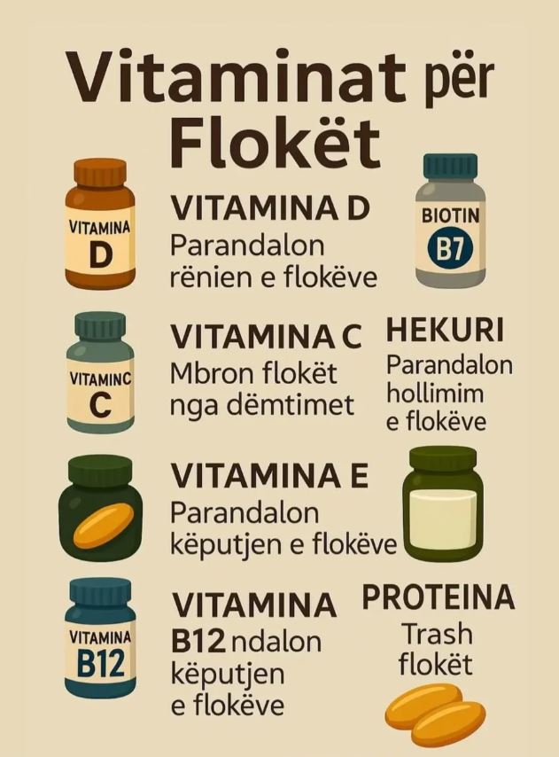 ⬇️ Këto janë vitaminat për shëndetin e flokëve ⬇️