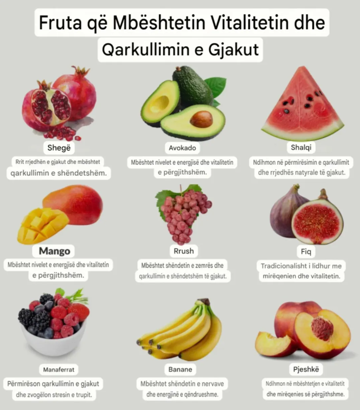Frutat që mbështesin vitalitetin dhe qarkullimin e gjakut