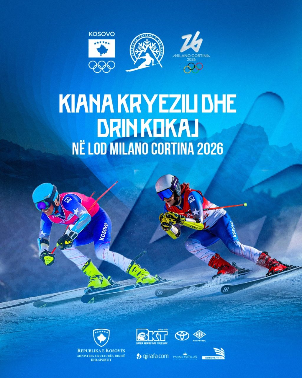 Kiana Kryeziu dhe Drin Kokaj përfaqësojnë Kosovën në Lojërat Olimpike Dimërore 2026