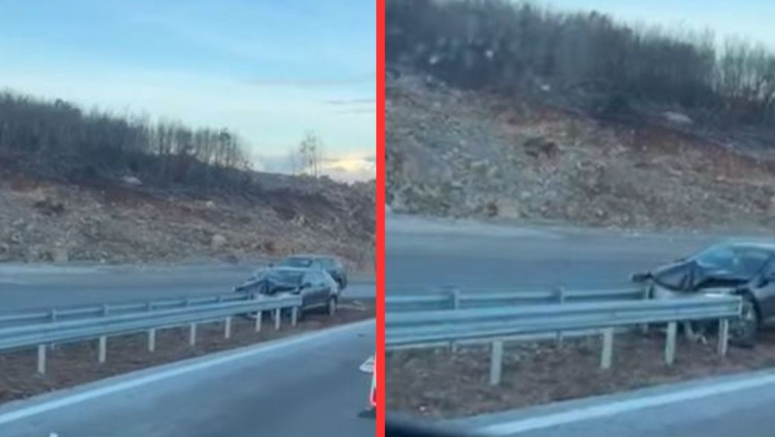 Vetaksident në Dollc të Klinës, vetura përfundon në mbrojtëset e rrugës