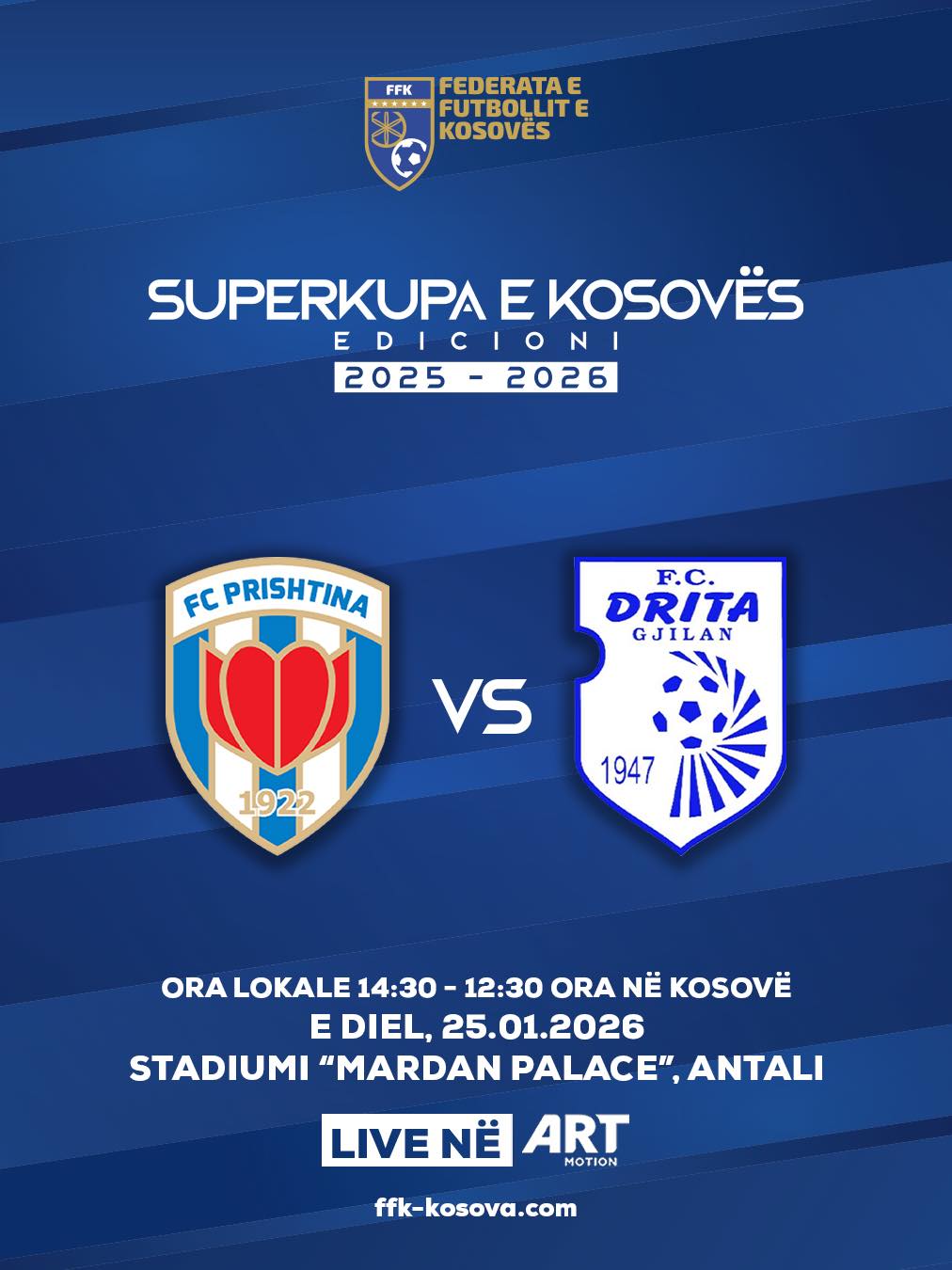 Superkupa e Kosovës luhet në Antalya: Prishtina dhe Drita për trofeun