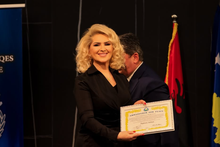 🌟 Shyhrete Behluli shpallet Ambasadore e Paqes ✨