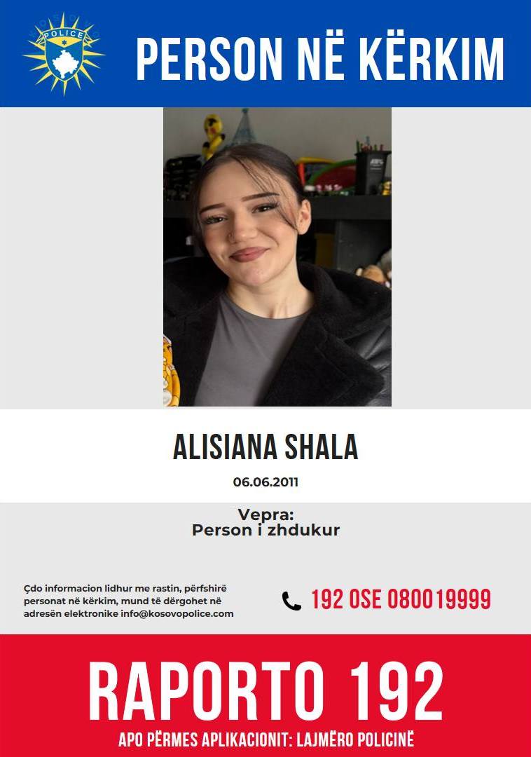 Kërkesë për bashkëpunim me qytetarë – person i zhdukur