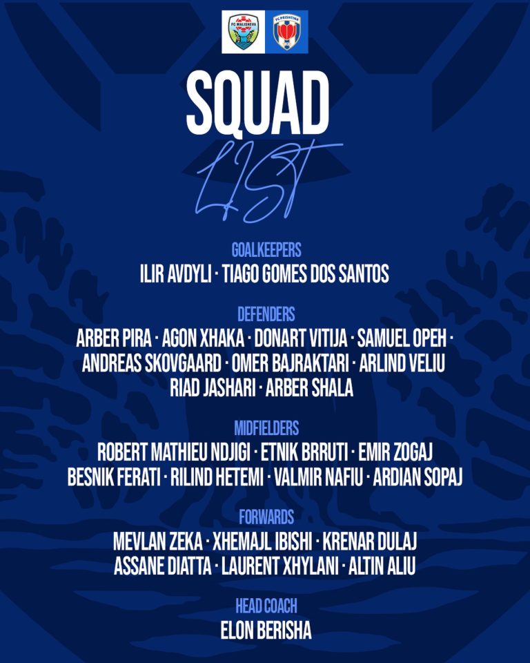 Malisheva publikon listën e lojtarëve për ndeshjen ndaj Prishtinës