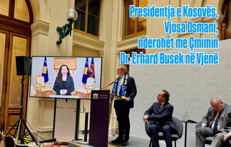 Presidentja Osmani nderohet me Çmimin “Dr. Erhard Busek” në Parlamentin Austriak