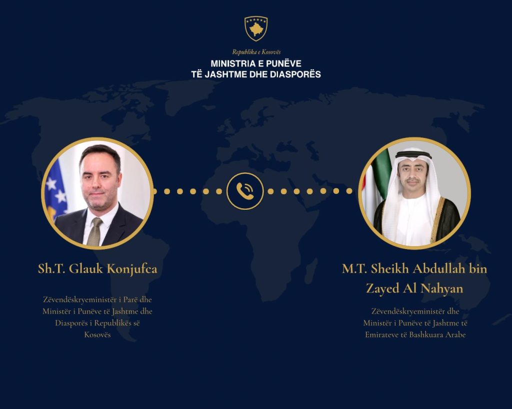 Glauk Konjufca diskuton me homologun nga Emiratet zhvillimet në Lindjen e Mesme