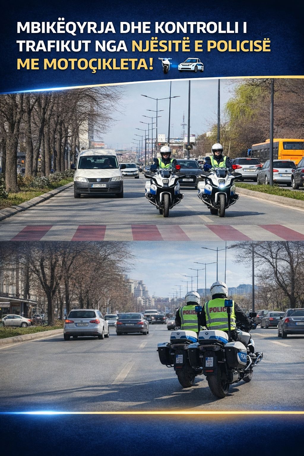 MBIKËQYRJA DHE KONTROLLI I TRAFIKUT NGA NJËSITË E POLICISË ME MOTOÇIKLETA ! 