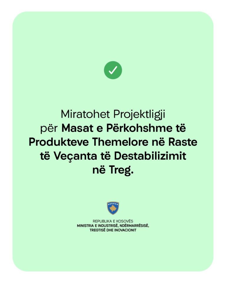 Miratohet ligji për masat e përkohshme për produktet themelore