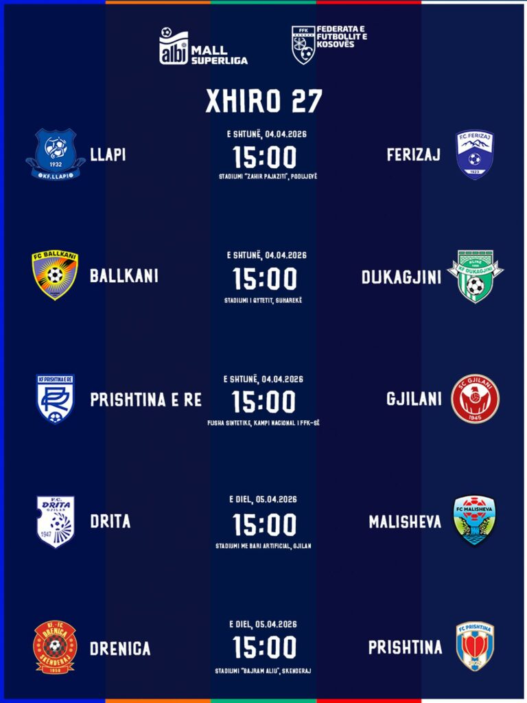 Nis java e 27-të e Superligës së Kosovës me tri ndeshje