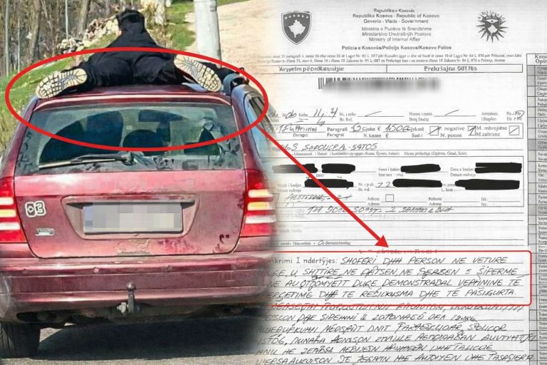Tiketë për shoferin që transportoi person mbi veturë në Istog