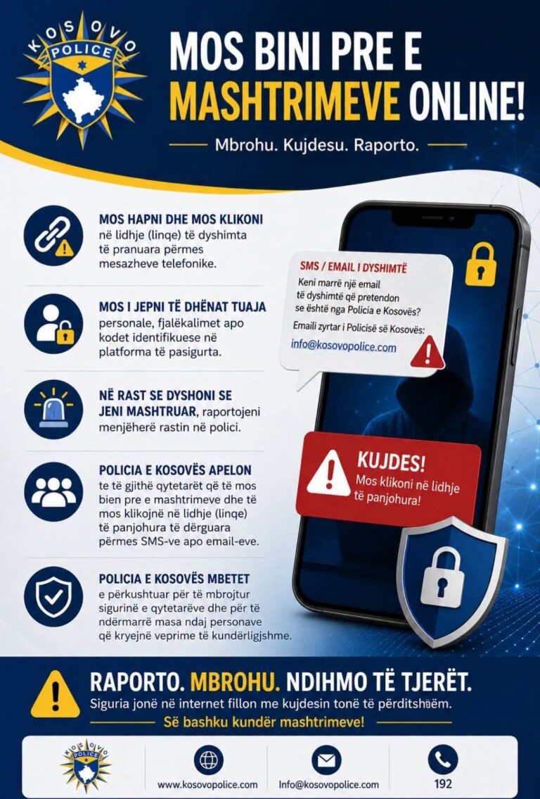 Policia në Ferizaj apel për kujdes nga SMS-të mashtruese