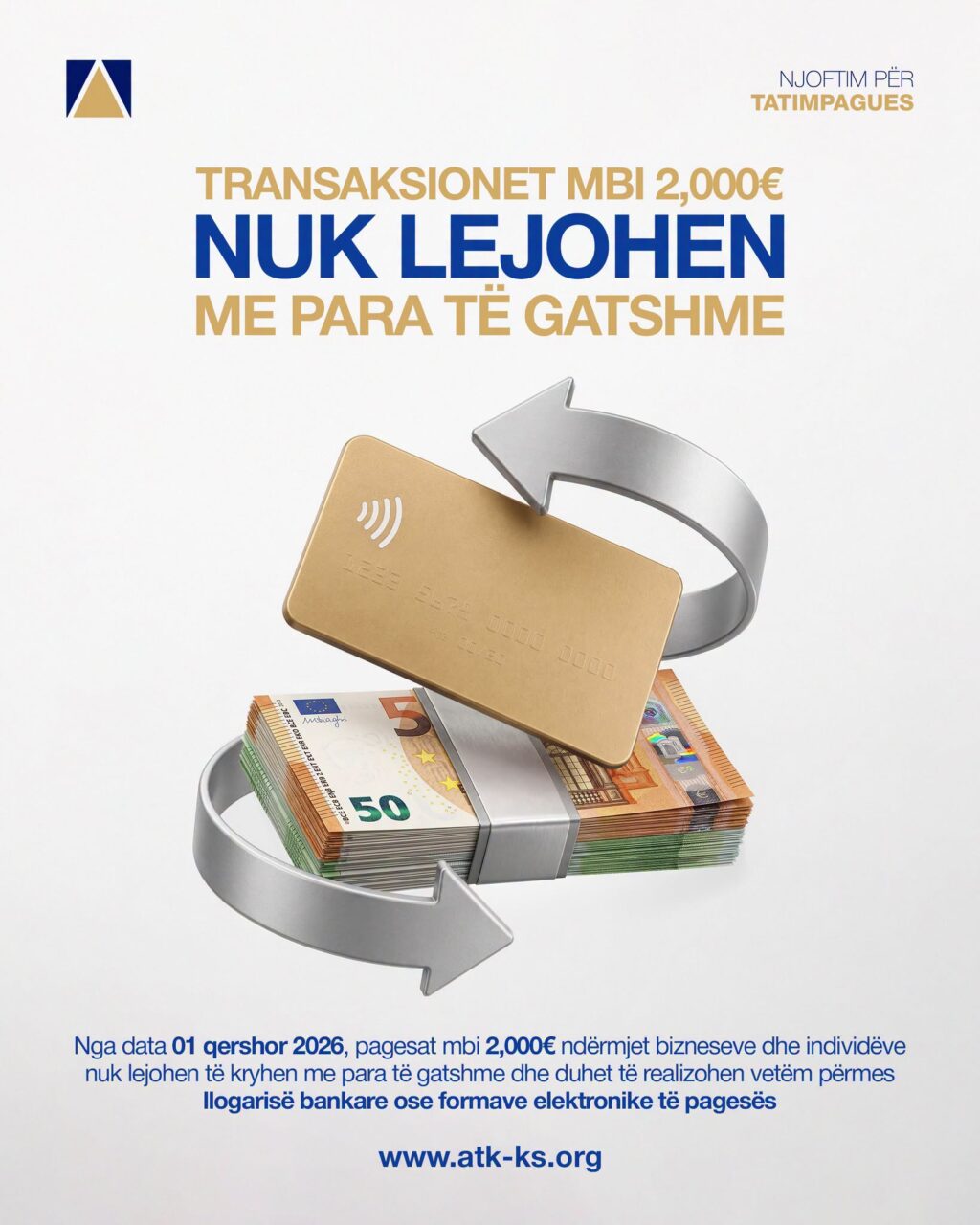ATK: Nga 1 qershori, pagesat mbi 2,000 euro vetëm përmes bankës
