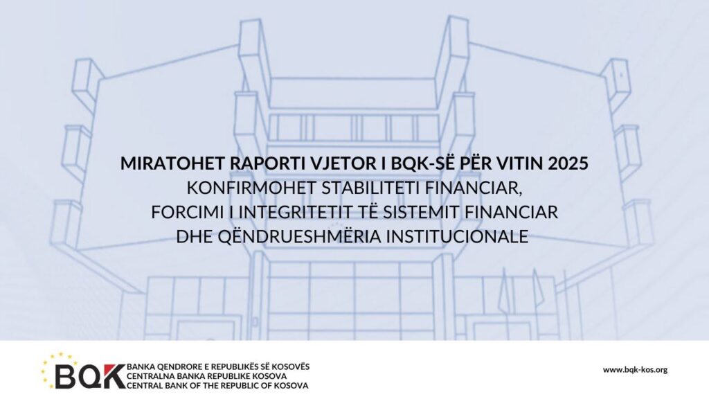 BQK miraton Raportin Vjetor 2025, sistemi financiar mbetet i qëndrueshëm
