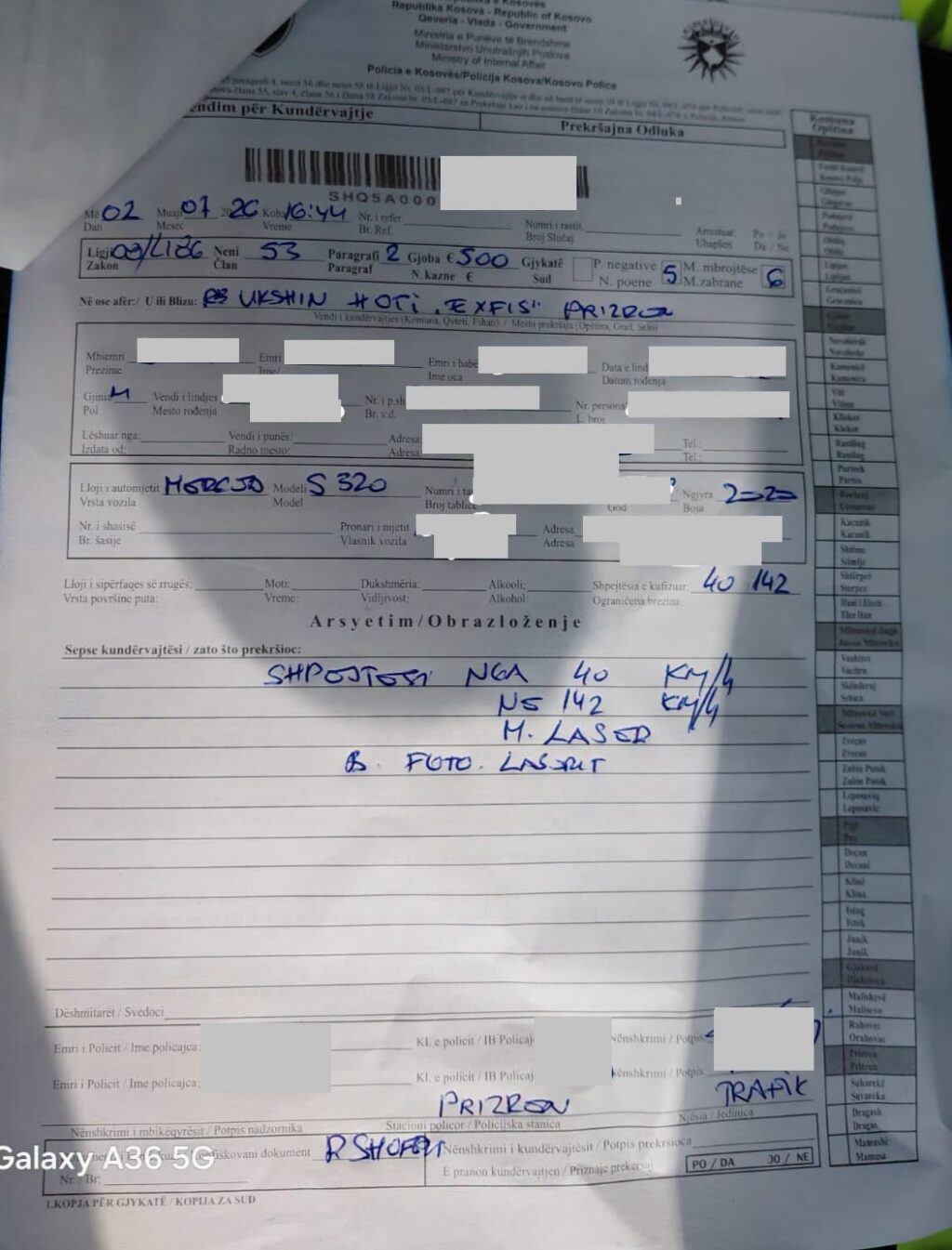 Prizren: Shoferi kapet me 142 km/h në zonë 40 km/h
