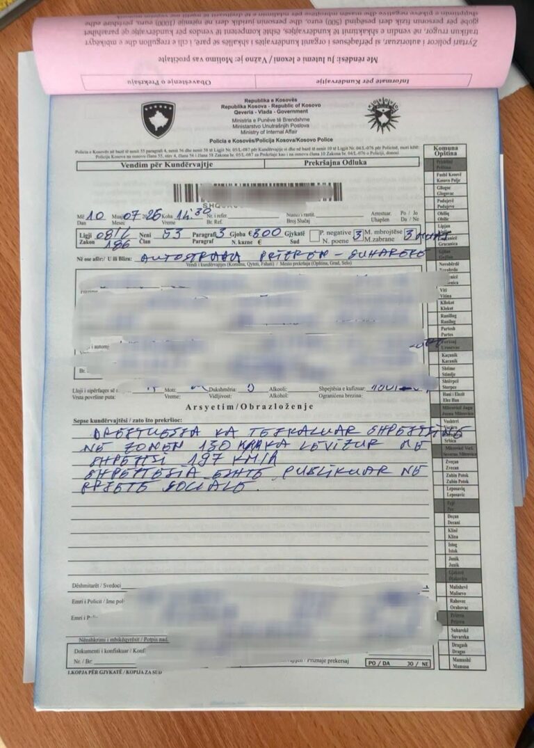 U kap duke vozitur 197 km/h në autostradë, shoferi gjobitet me 300 euro