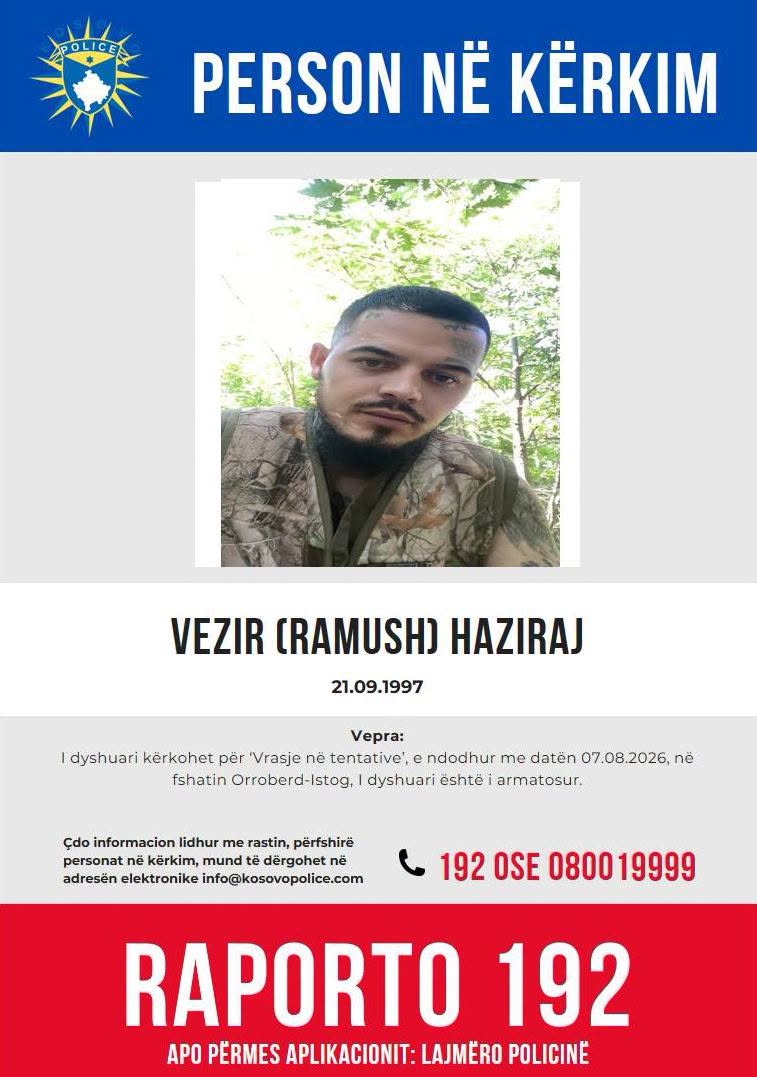 Policia kërkon një të dyshuar për vrasje në tentativë
