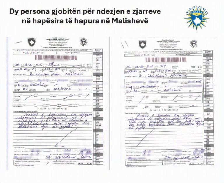Dy persona gjobiten nga 500 euro për ndezje zjarresh në Malishevë